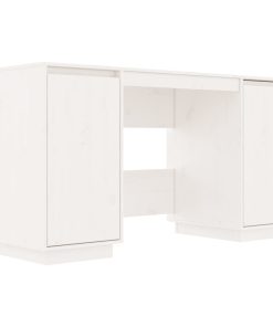 Scrivania Bianca 140x50x75 Cm In Legno Massello Di Pino