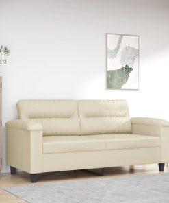 Divano A 2 Posti Crema 140 Cm In Similpelle
