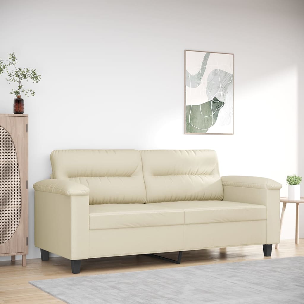 Divano A 2 Posti Crema 140 Cm In Similpelle