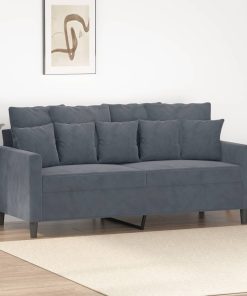 Divano A 2 Posti Grigio Scuro140 Cm In Velluto