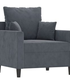 Poltrona Grigio Scuro 60 Cm Velluto