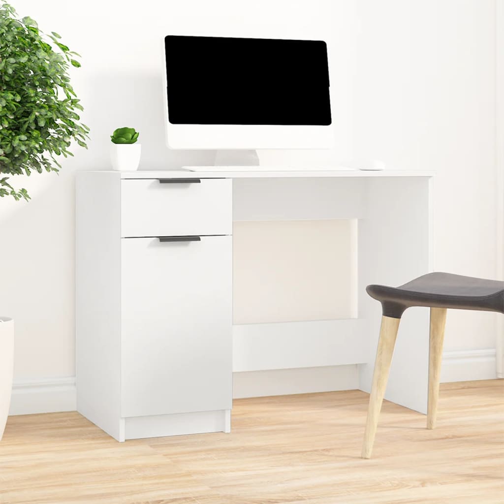 Scrivania Bianca 100x50x75 Cm In Legno Multistrato - Image 2