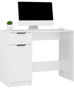 Scrivania Bianca 100x50x75 Cm In Legno Multistrato
