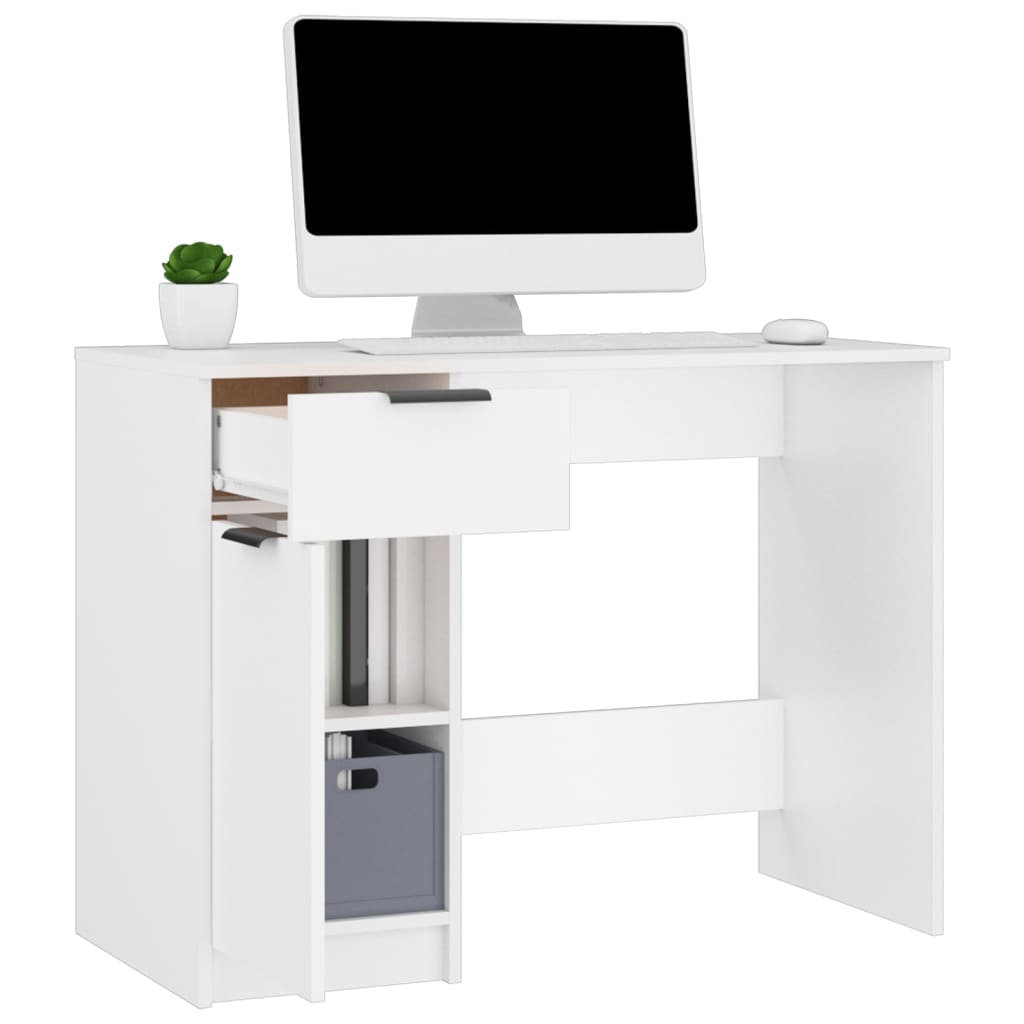 Scrivania Bianca 100x50x75 Cm In Legno Multistrato - Image 6