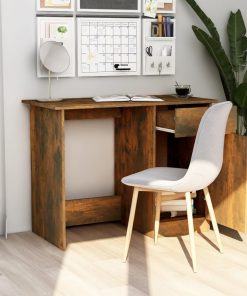 Scrivania Rovere Fumo 100x50x76 Cm In Legno Multistrato