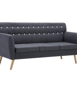 Divano A 3 Posti Rivestito In Tessuto 172x70x82 Cm Grigio Scuro