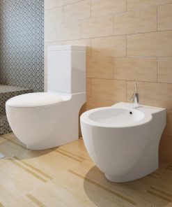 Set Wc E Bidet Con Piede In Ceramica Bianca