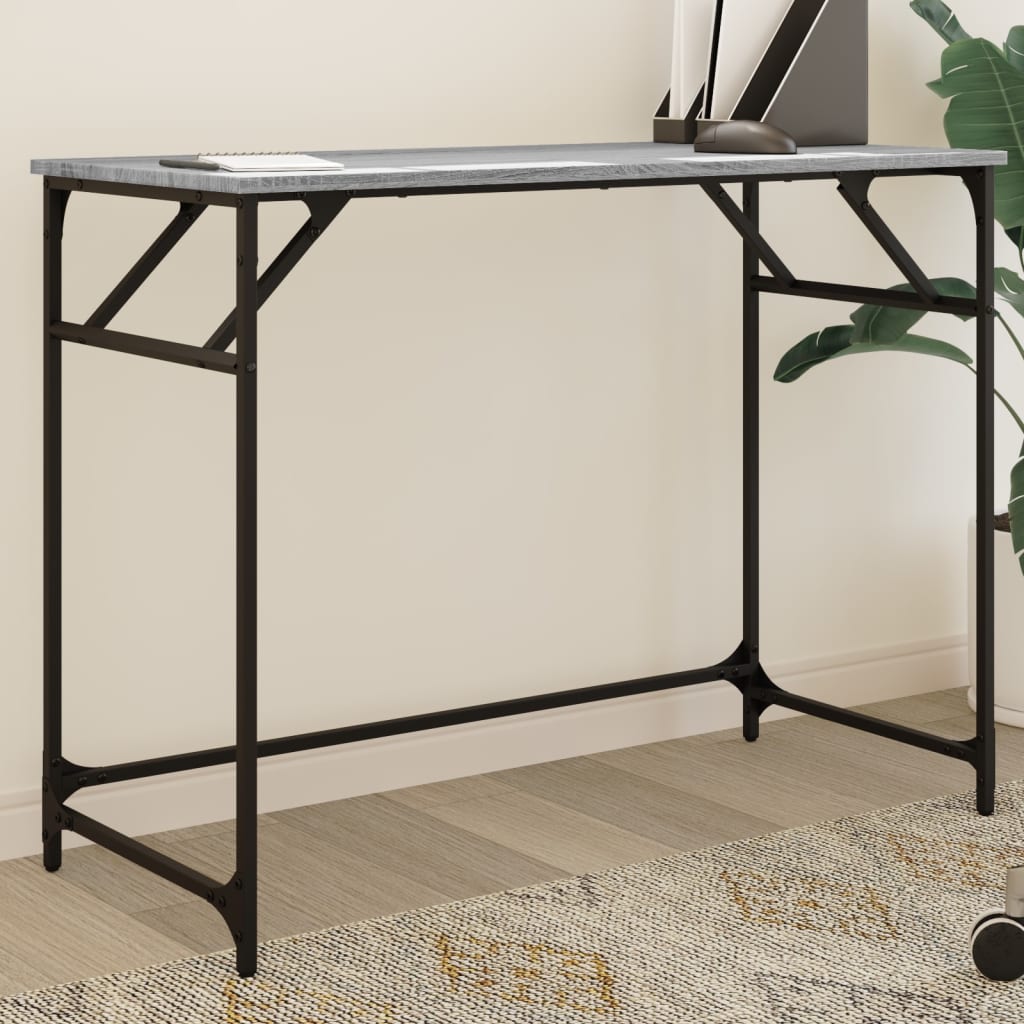 Scrivania Grigio Sonoma 100x45x76cm Legno E Acciaio A Polvere - Image 2