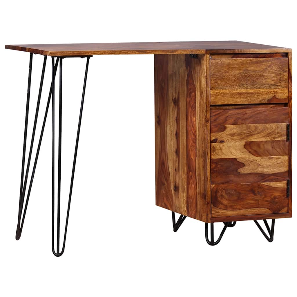 Scrivania Con 1 Cassetto 1 Armadietto Legno Massello Acacia