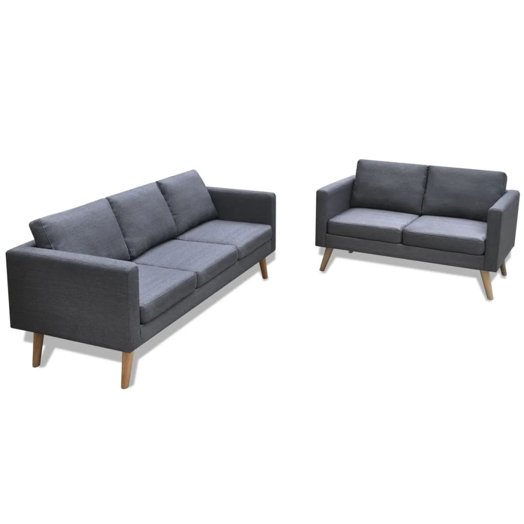 Set Divani A 2 E A 3 Posti In Tessuto Grigio Scuro