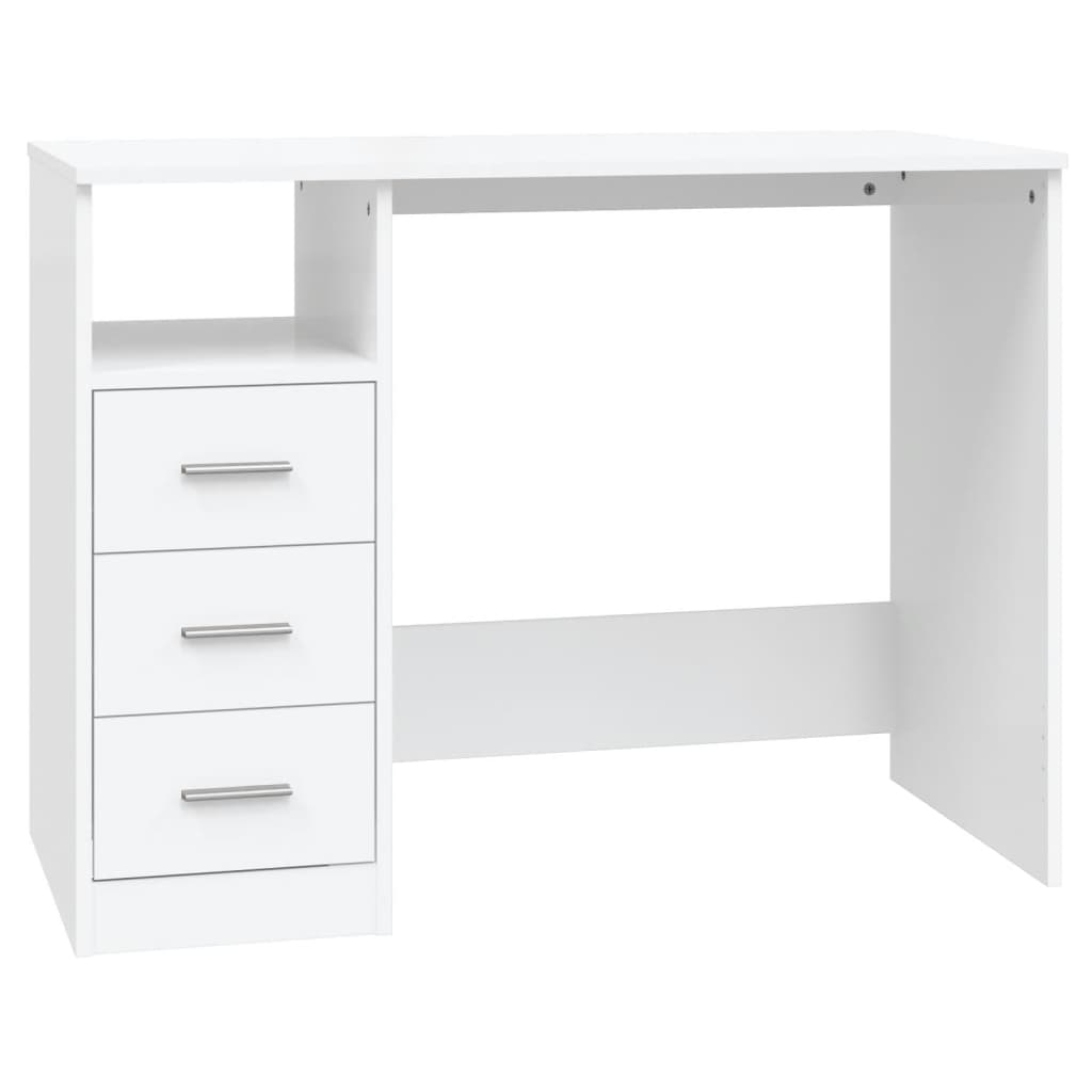 Scrivania Con Cassetti Bianca 102x50x76 Cm In Legno Multistrato