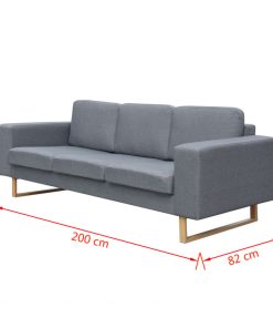 Divano A 3 Posti In Tessuto Grigio Chiaro