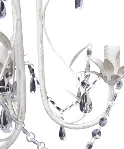 Lampadari Con Pendenti In Cristallo 2 Pz Bianco Elegante