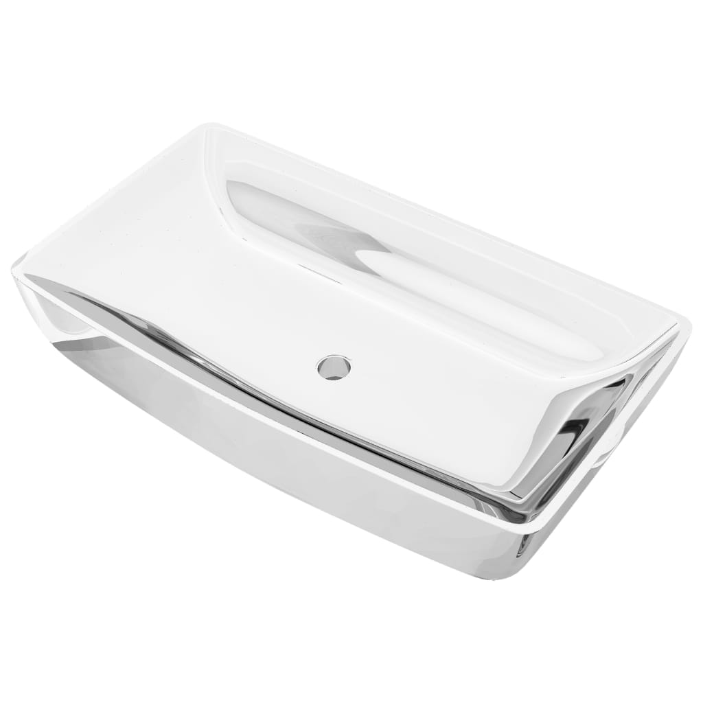 Lavandino 71x38x13,5 Cm In Ceramica Argento