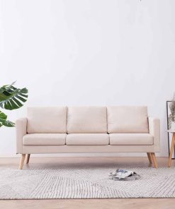 Divano A 3 Posti In Tessuto Crema