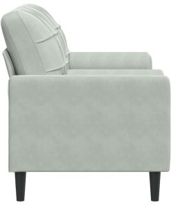Divano A 2 Posti Con Cuscini Grigio Chiaro 140 Cm In Velluto