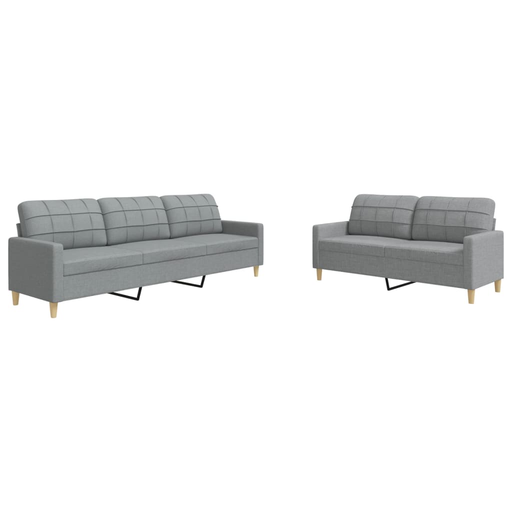 Set Di Divani 2 Pz Grigio Chiaro In Tessuto