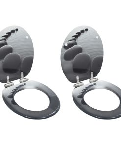 Copriwater 2 Pz Con Chiusura Ammortizzata In Mdf Ciottoli