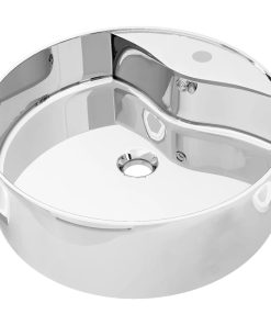 Lavandino Con Troppopieno 46,5x15,5 Cm In Ceramica Argento