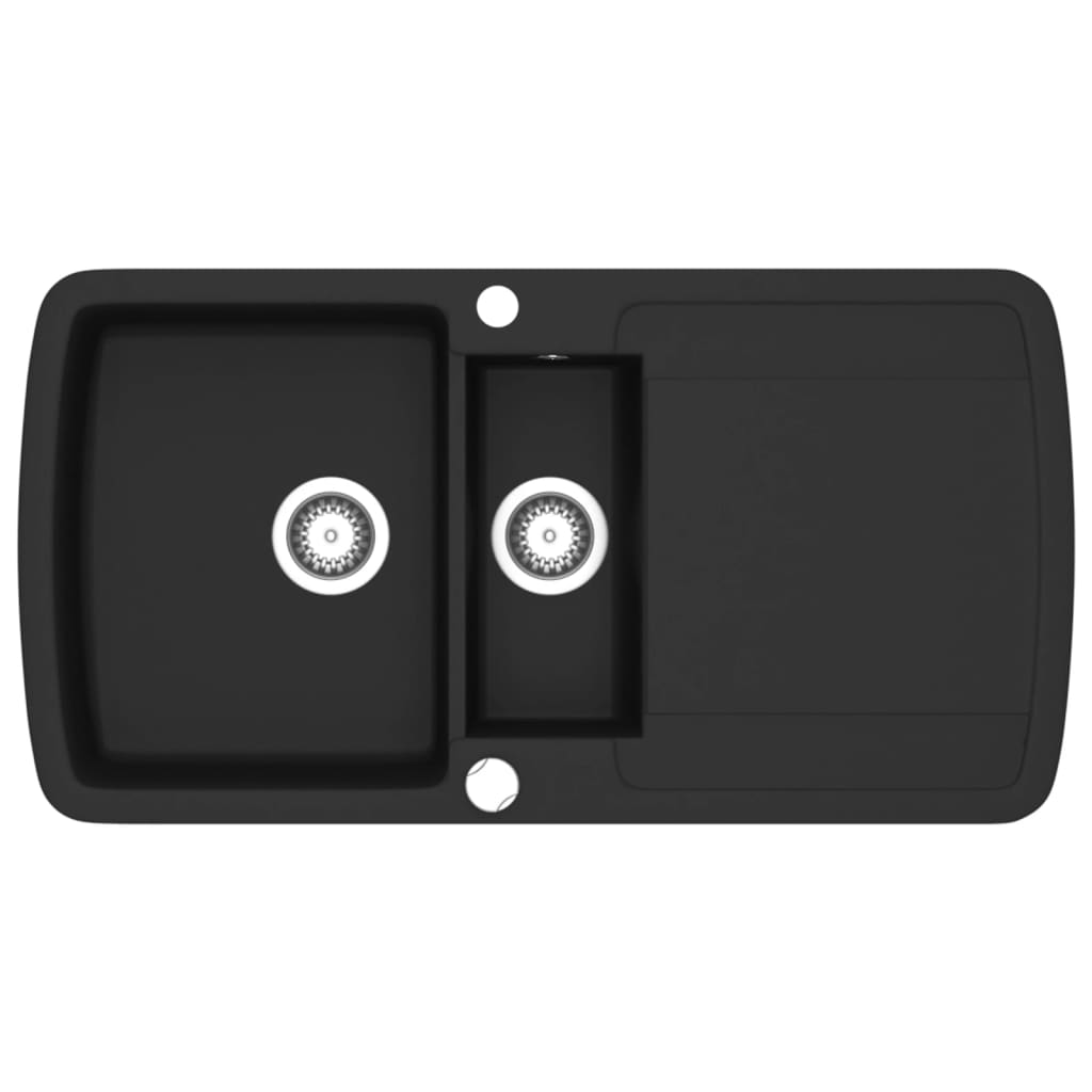 Lavello Da Cucina In Granito Vasca Doppia Nero