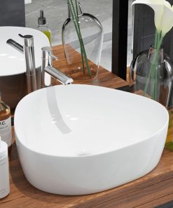 Lavandino Triangolare In Ceramica Bianca 50,5x41x12 cm