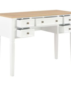Scrivania Bianca 109,5x45x77,5 Cm In Legno