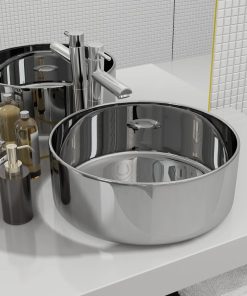 Lavandino 40x15 Cm In Ceramica Argento