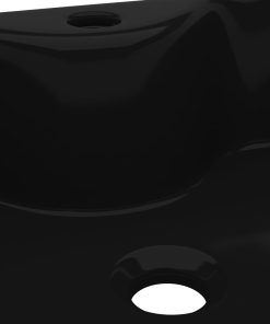 Lavandino Bagno In Ceramica Nera Quadrato Con Foro Per Rubinetto