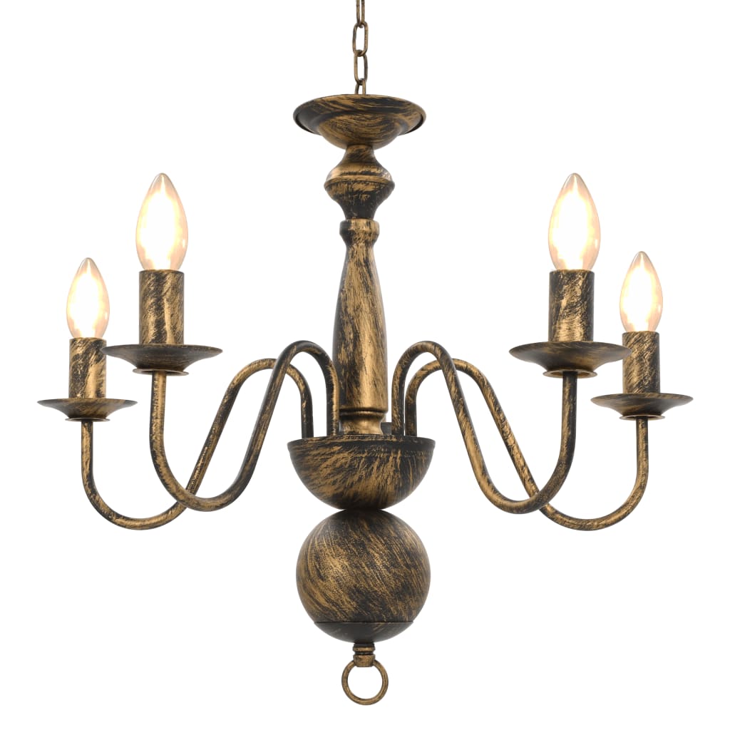Candelabro Stile Anticato Nero 5 Lampadine E14 - Image 3