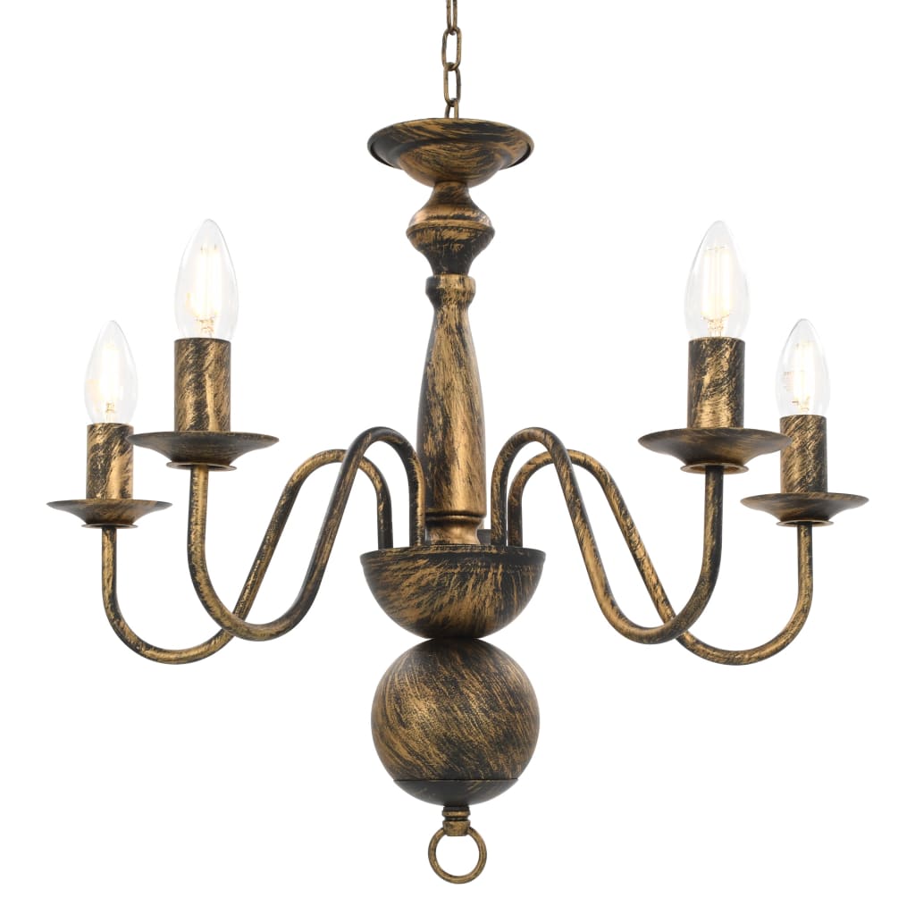 Candelabro Stile Anticato Nero 5 Lampadine E14 - Image 4
