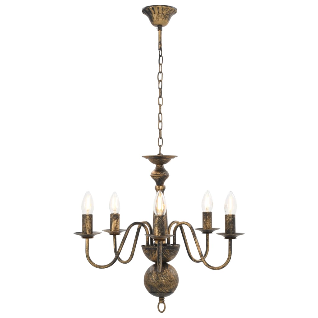 Candelabro Stile Anticato Nero 5 Lampadine E14 - Image 5