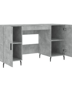Scrivania Grigio Cemento 140x50x75 Cm In Legno Multistrato