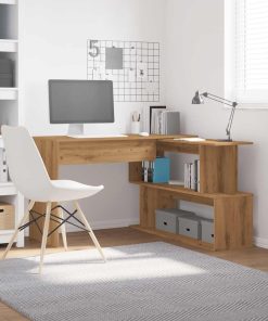 Scrivania Angolo Rovere Artigianale 200,5x50x76 Cm Truciolato