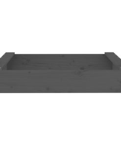 Sabbiera Con Sedute Grigia Quadrata In Legno Massello Di Pino