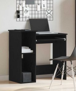 Scrivania Con Mensole Nera 84x40x78 Cm In Legno Multistrato