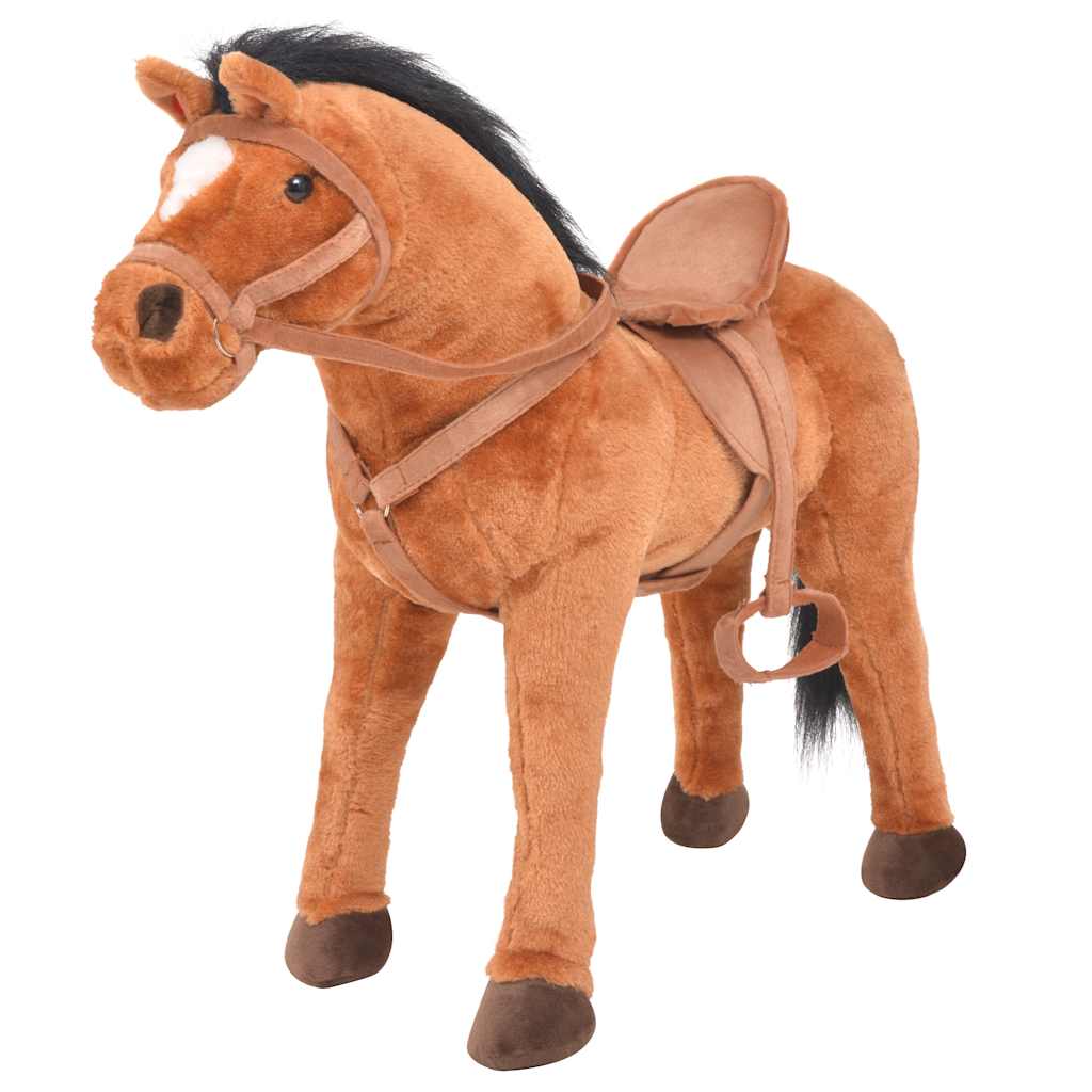 Cavallo In Peluche In Piedi Marrone - Image 2