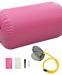 Rullo Da Ginnastica Gonfiabile Con Pompa 100x60 Cm In Pvc Rosa