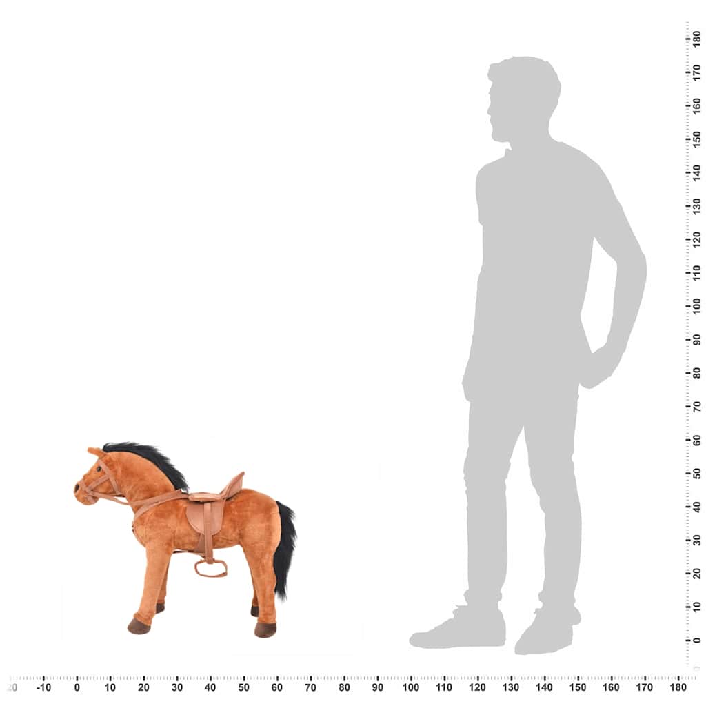 Cavallo In Peluche In Piedi Marrone