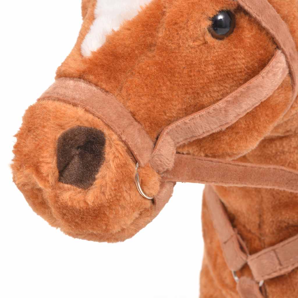 Cavallo In Peluche In Piedi Marrone - Image 6