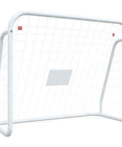 Porta Da Calcio Con Rete Bianca 125x96x60 Cm Acciaio Poliestere