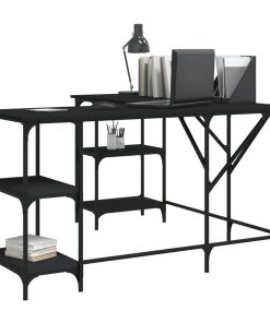 Scrivania Nera 139x139x75 Cm In Legno Multistrato