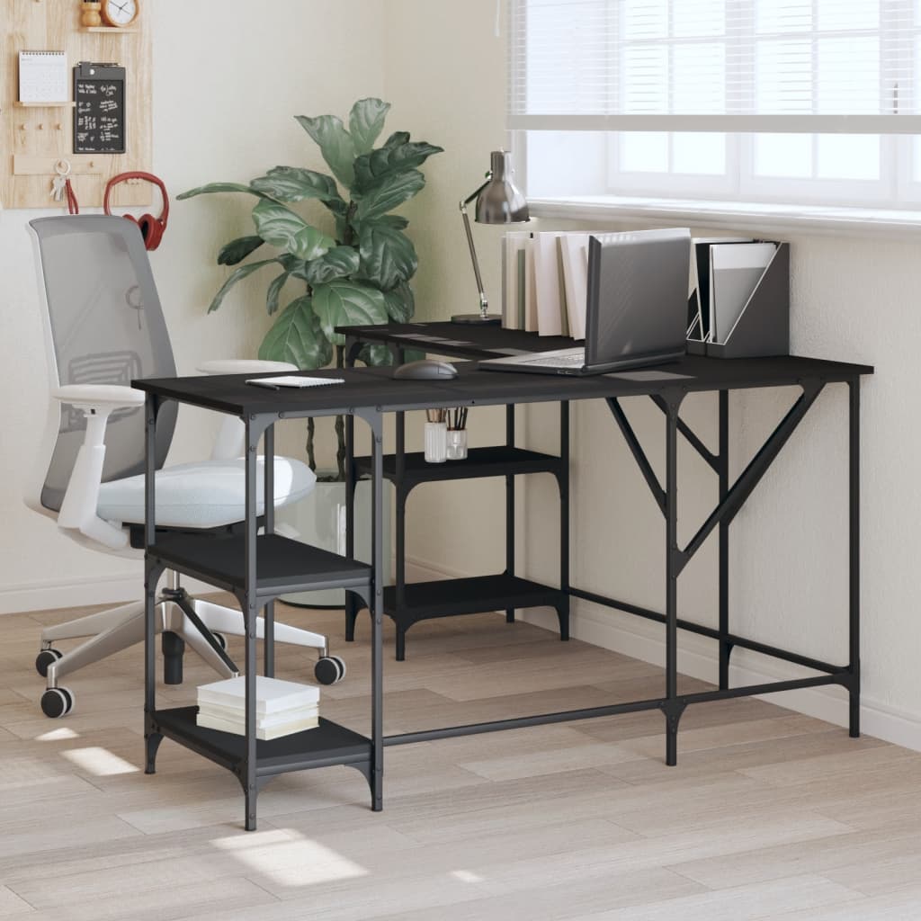 Scrivania Nera 139x139x75 Cm In Legno Multistrato - Image 4