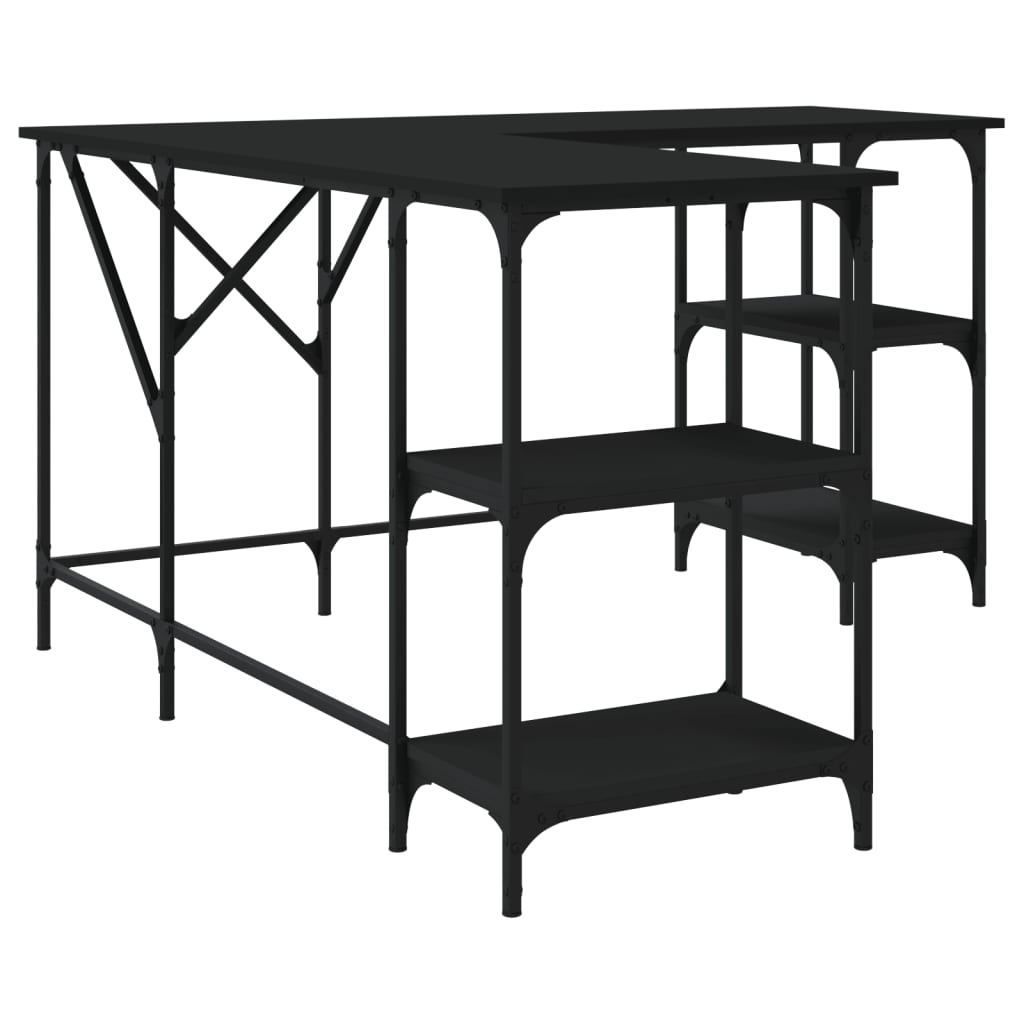 Scrivania Nera 139x139x75 Cm In Legno Multistrato - Image 5