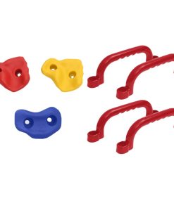 Seggiolini Altalena 2 Pz Con Pietre Arrampicata Blu Polietilene