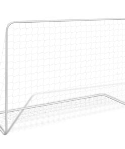 Porta Da Calcio Con Rete 182x61x122 Cm In Acciaio Bianca