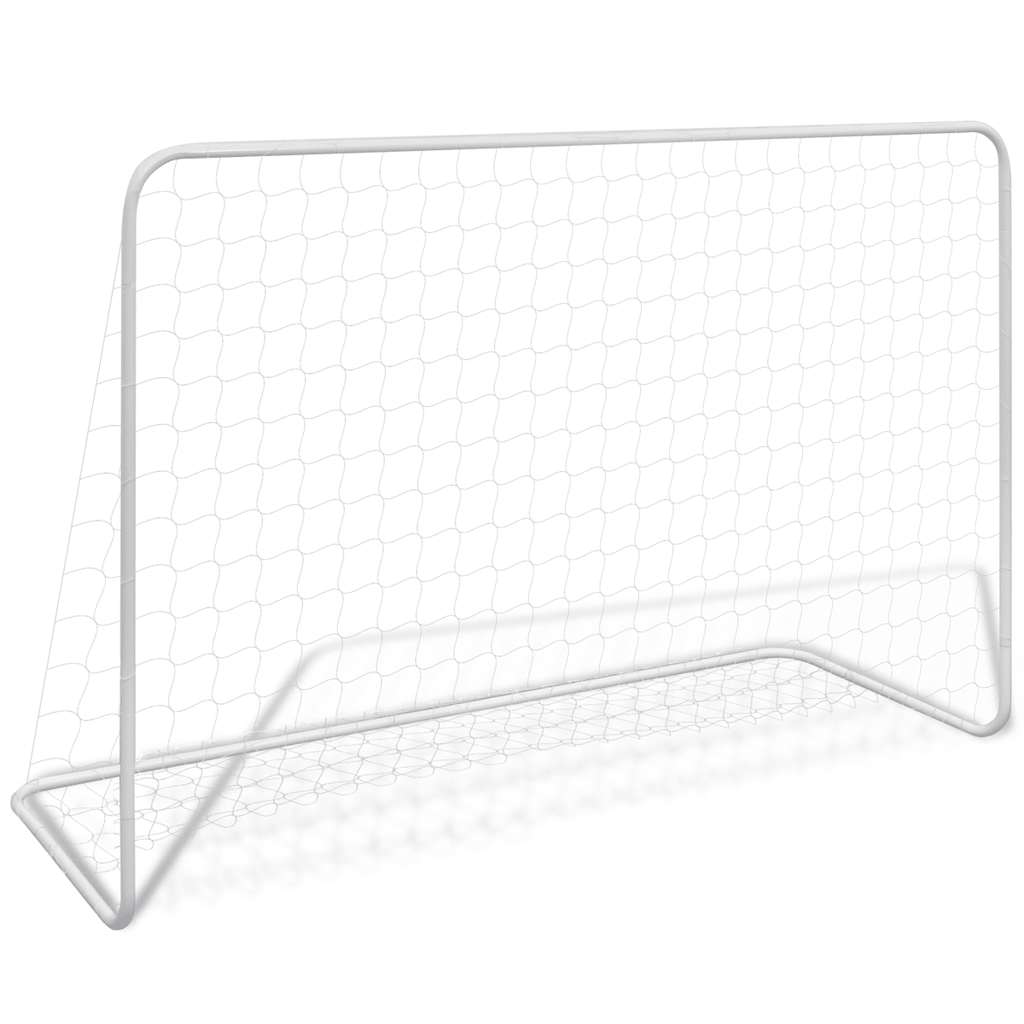 Porta Da Calcio Con Rete 182x61x122 Cm In Acciaio Bianca