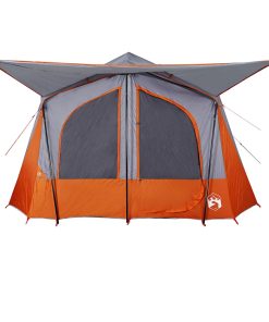 Tenda Campeggio Cabina 5 Persone Grigio Arancione Impermeabile