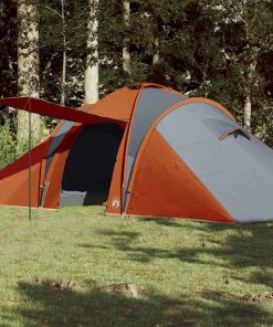 Tenda Da Campeggio A Cupola 6 Persone Grigio E Arancione