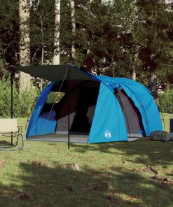 Tenda Da Campeggio A Tunnel Per 4 Persone Blu Impermeabile