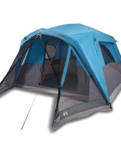 Tenda Da Campeggio Con Portico Per 4 Persone Blu Impermeabile
